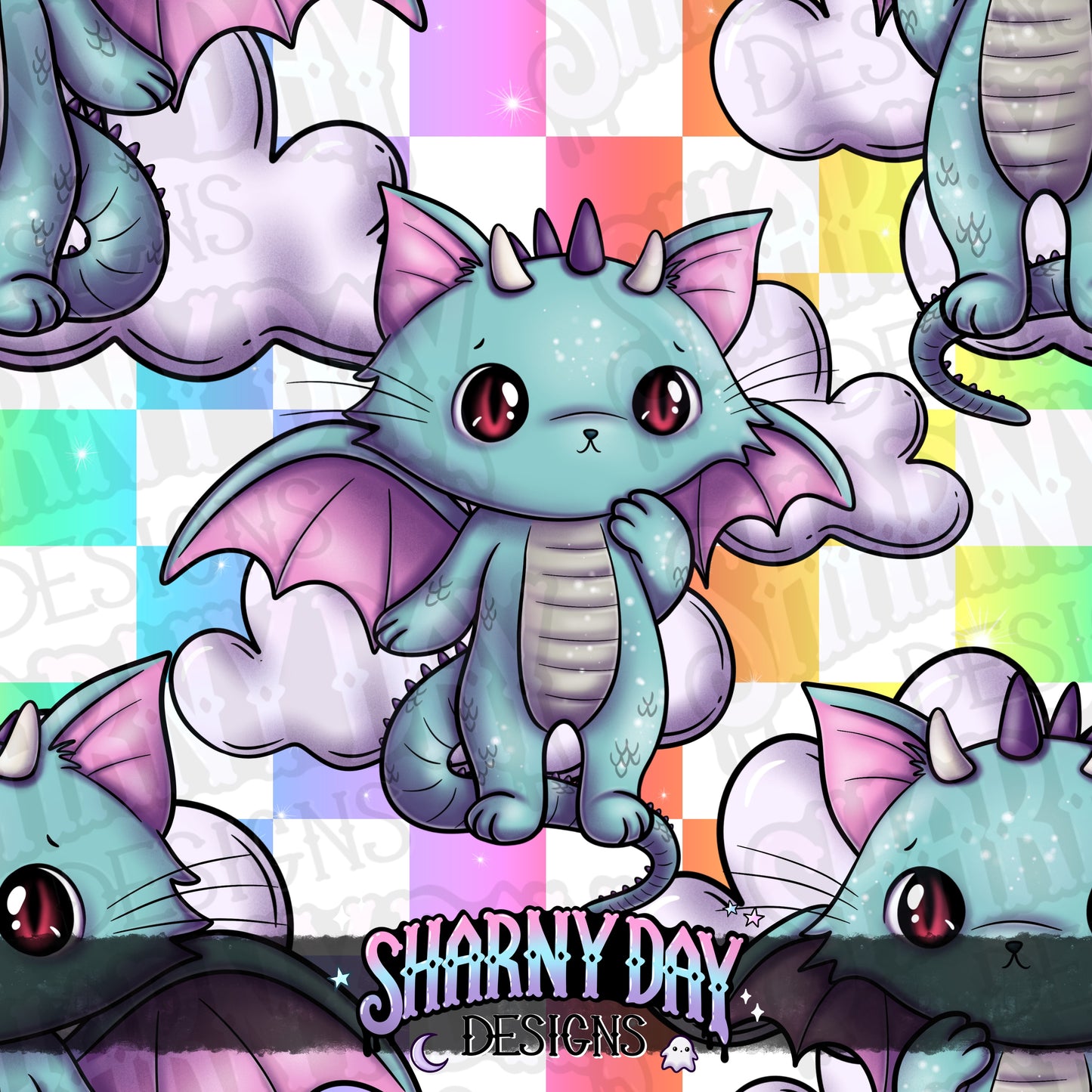 Dragon Kitty - Exclusive Seamless Pattern Design