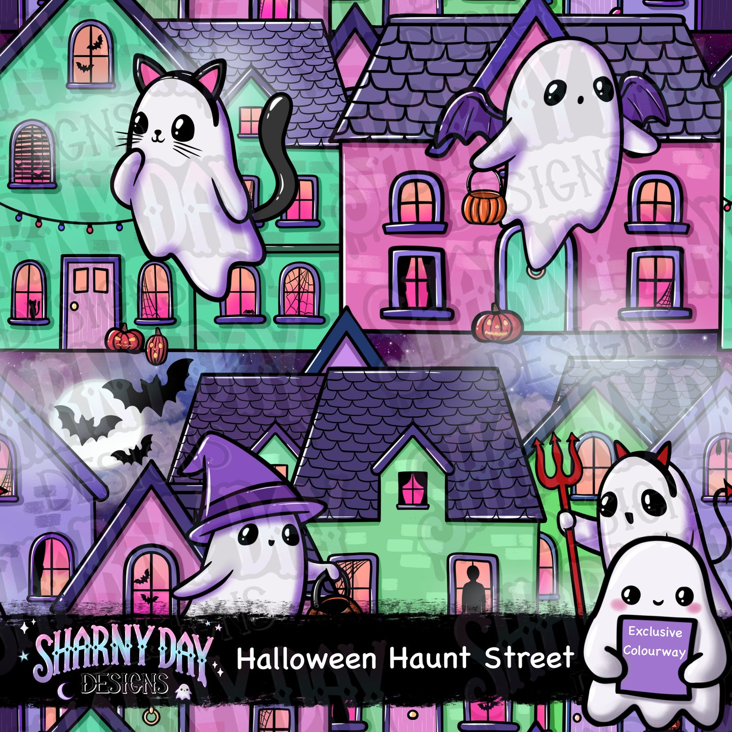 Halloween Haunt Street Exclusive Seamless Pattern Design