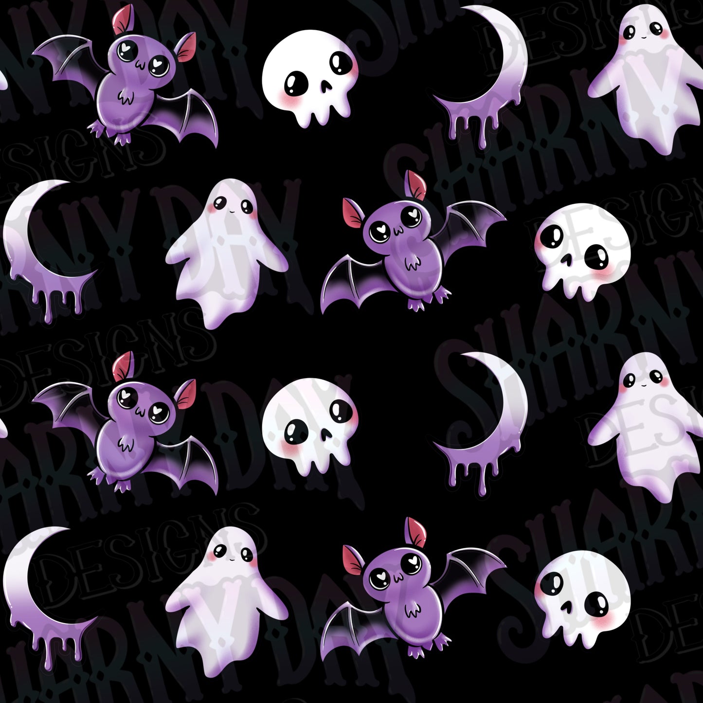Spoopy Kawaii Motifs Non-exclusive Seamless Patterns - Bundle of 10 Coords