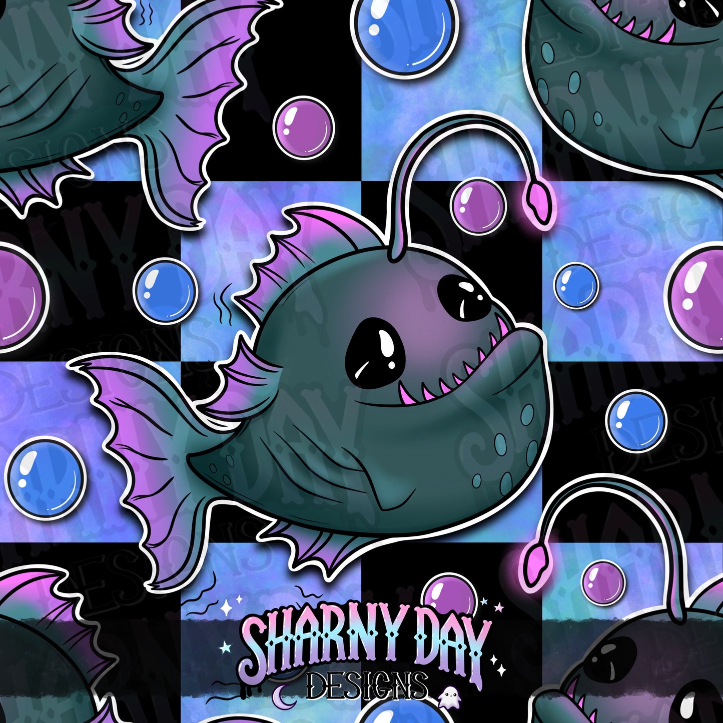 Cute Angler Fish Exclusive Seamless Pattern Design