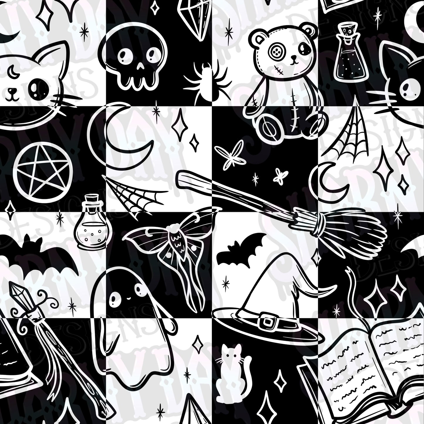 Spoopy Doodles non-exclusive Seamless Pattern Design