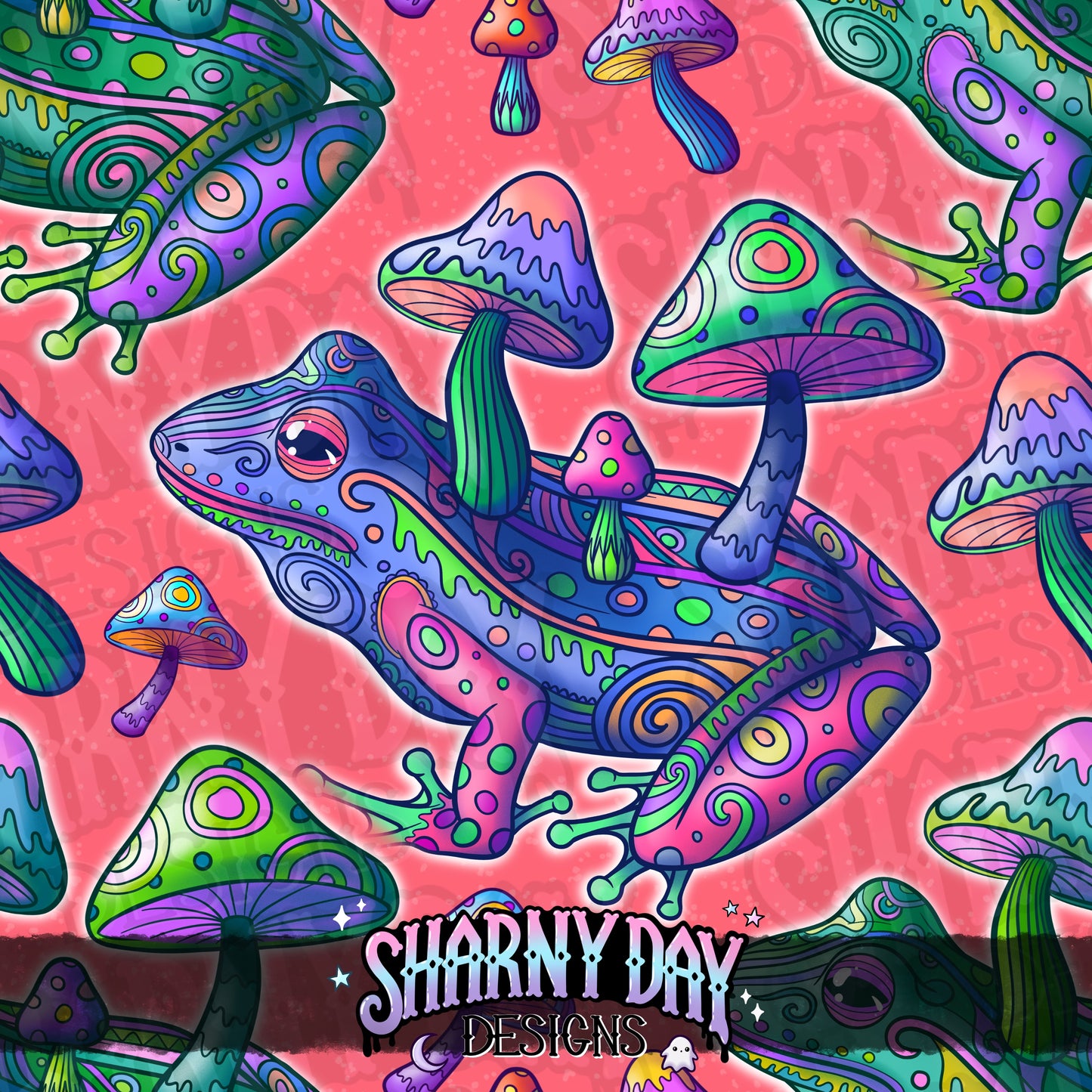 HEXTOBER - Psychedelic Frogs Exclusive Seamless Pattern Design