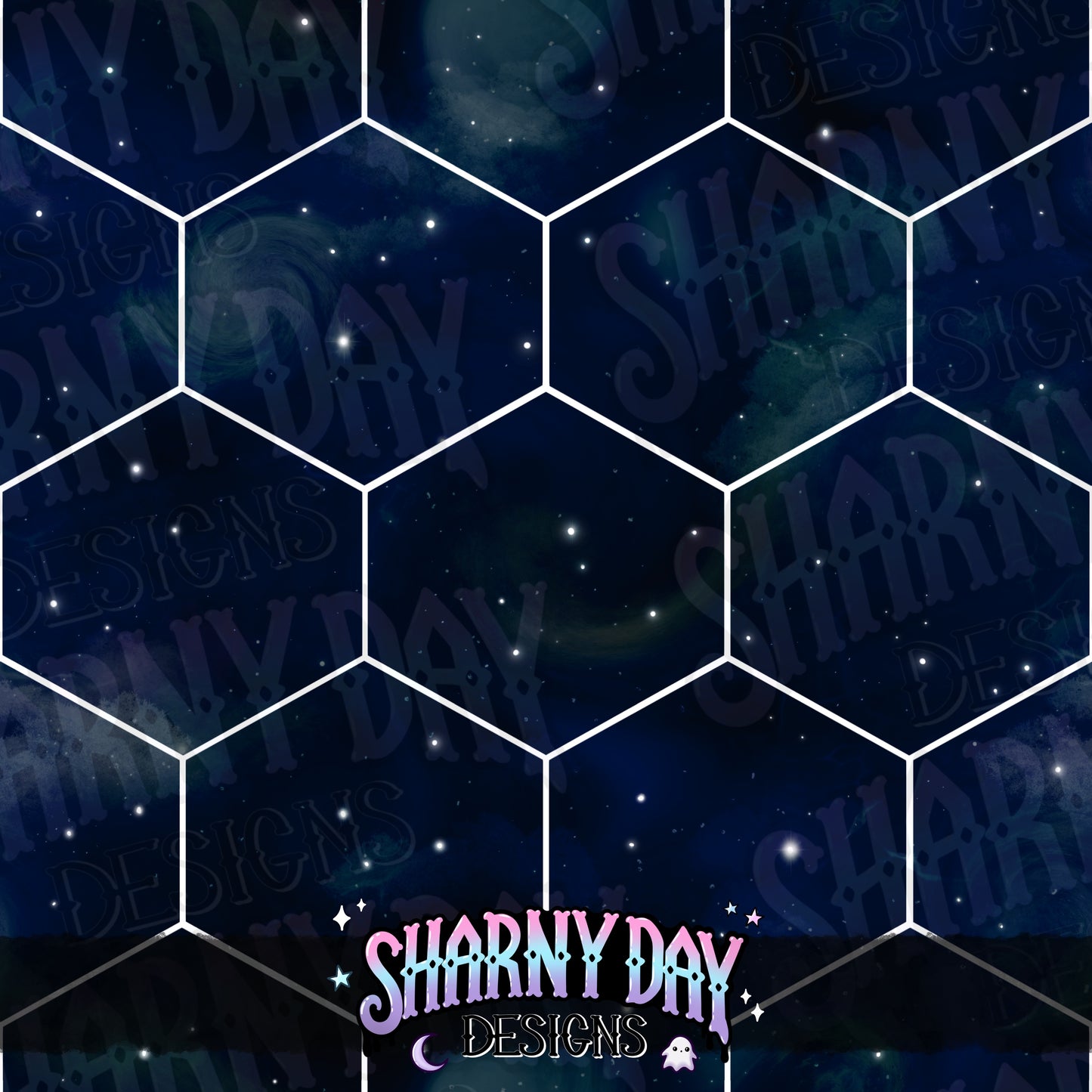 HEXTOBER - Galaxy Honeycomb non-exclusive Seamless Pattern Design