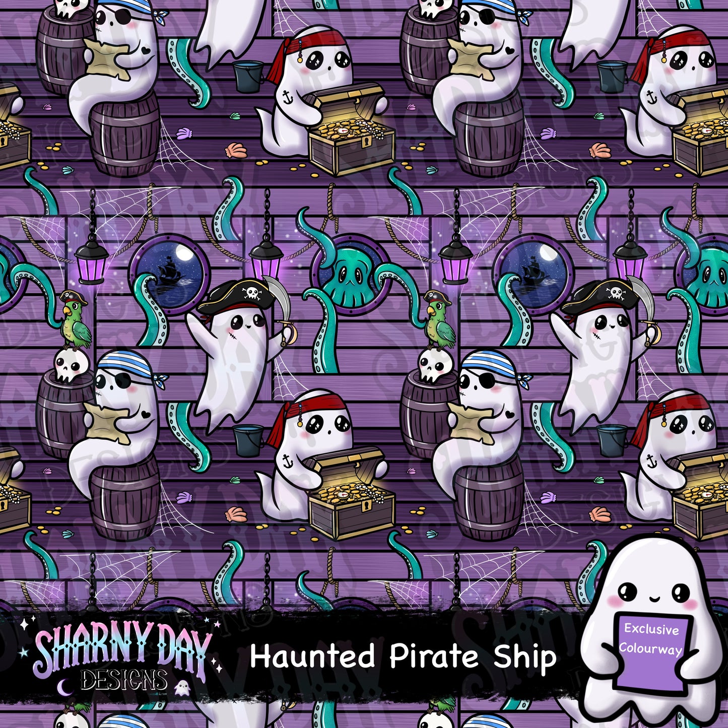 Haunted Pirate Ship Exclusive Seamless Pattern Design