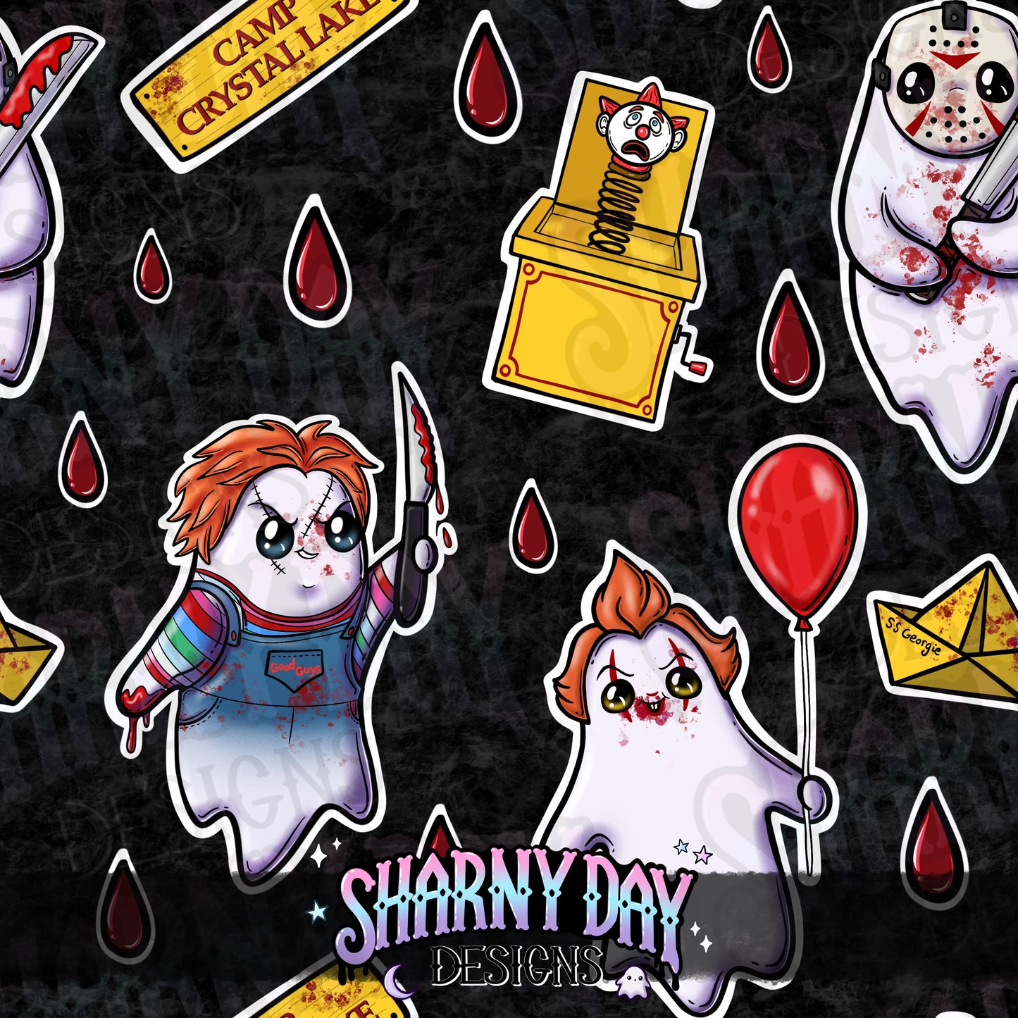 HEXTOBER - Horror Ghosties Exclusive Seamless Pattern Design