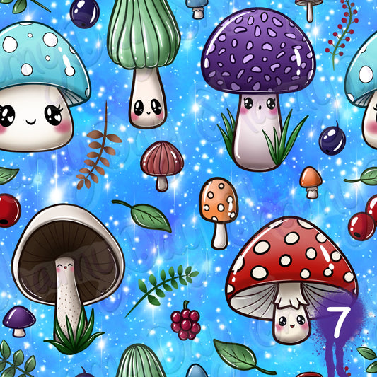 Kawaii Mushrooms Exclusive Seamless Pattern