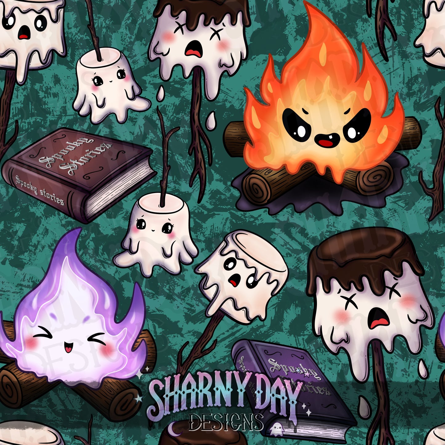 Creepy Campfire Exclusive Seamless Pattern Design