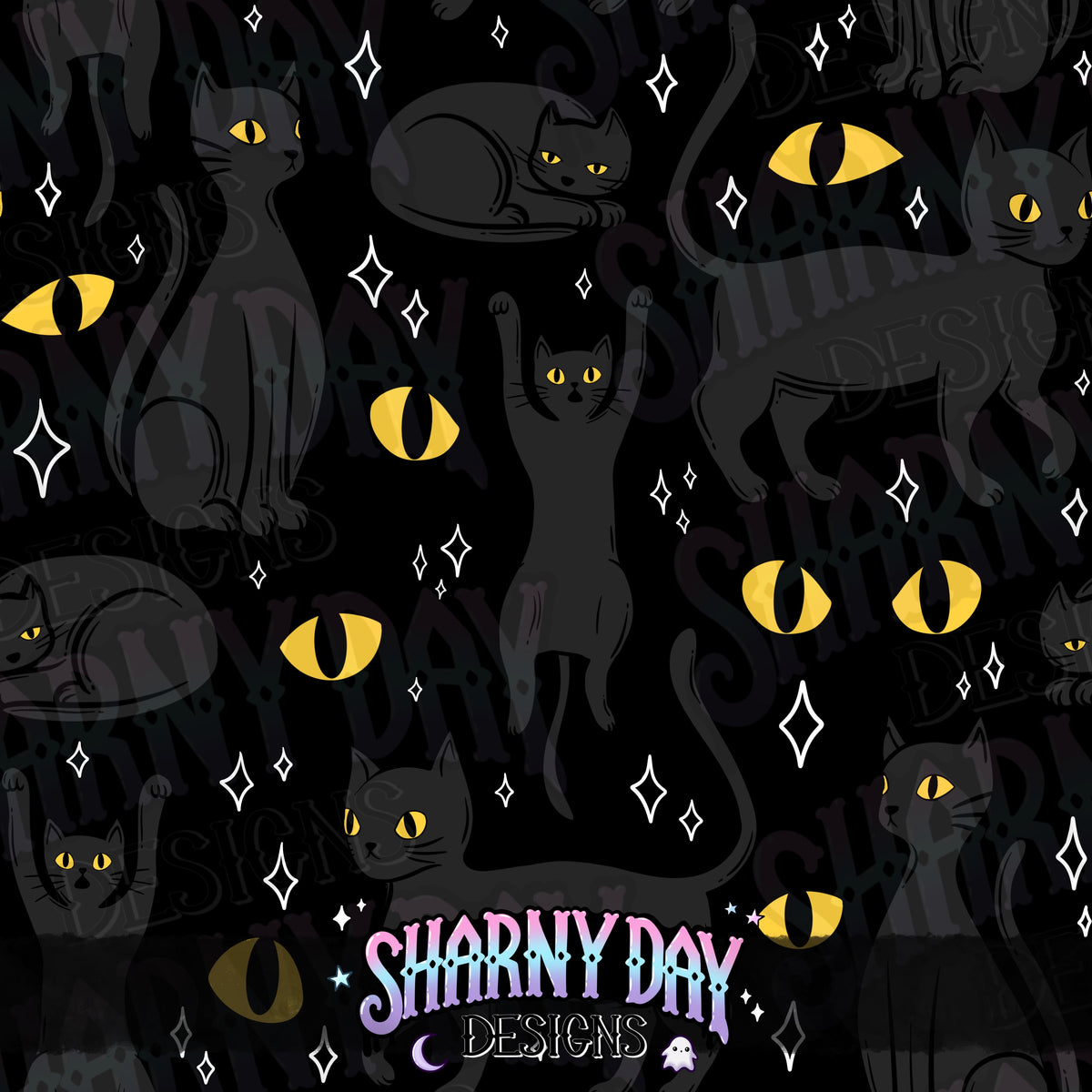MOXTOBER - Black Cats (Shadow) - Limited Seamless Pattern Design