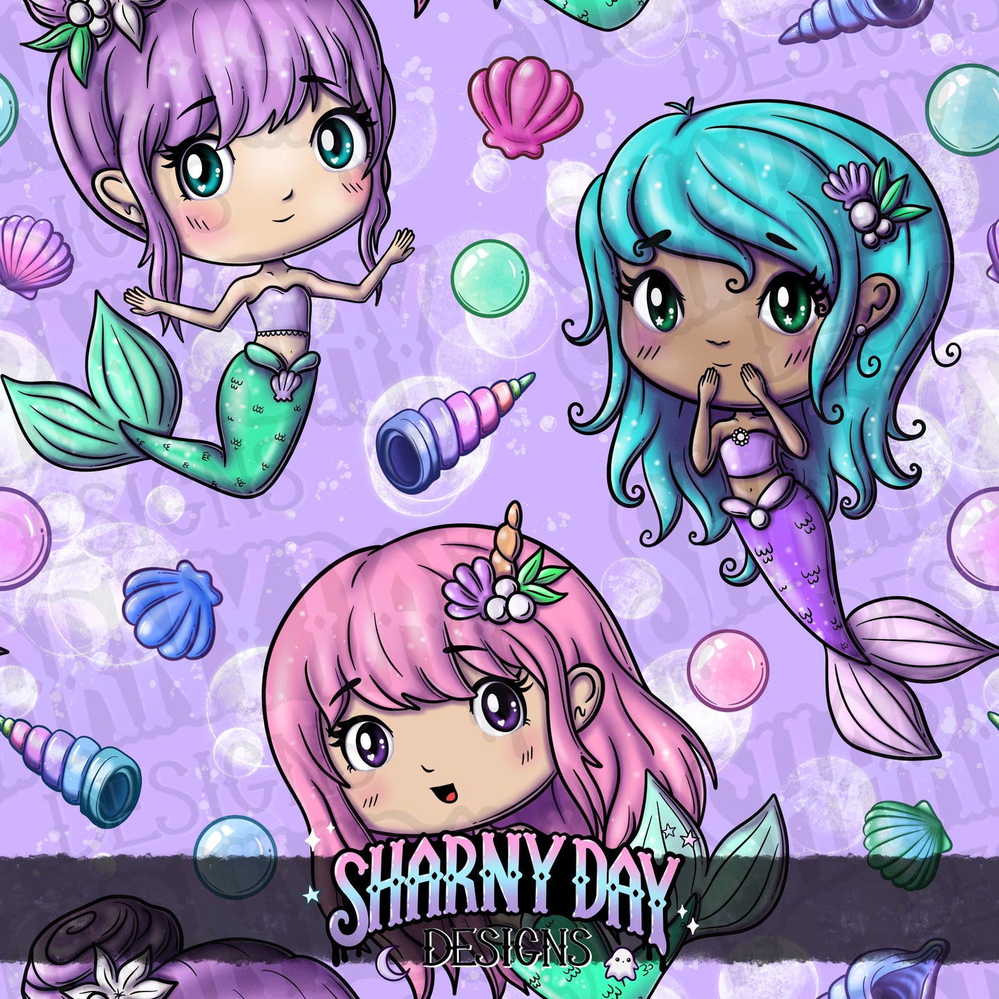 Kawaii Mermaid Friends - Exclusive Seamless Pattern Design