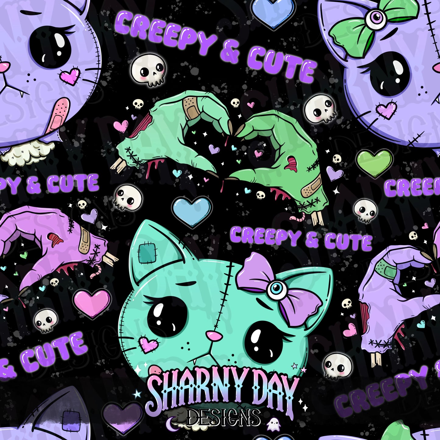 Gurokawa Kitty Exclusive Seamless Pattern Design