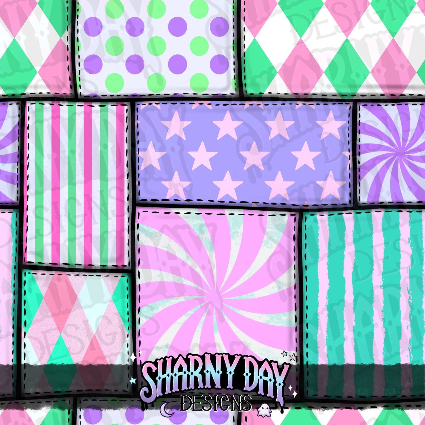 HEXTOBER - Circus Patchwork non-exclusive Seamless Pattern Design