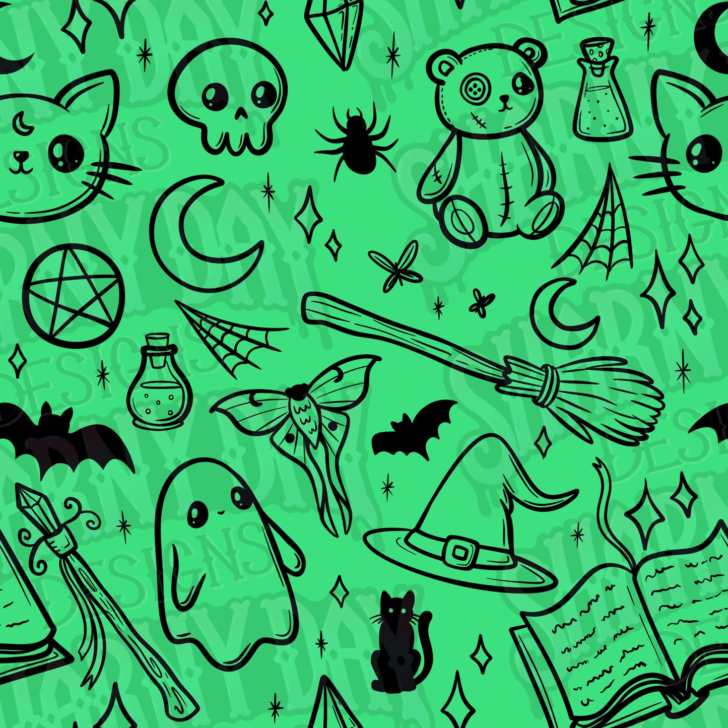 Spoopy Doodles non-exclusive Seamless Pattern Design