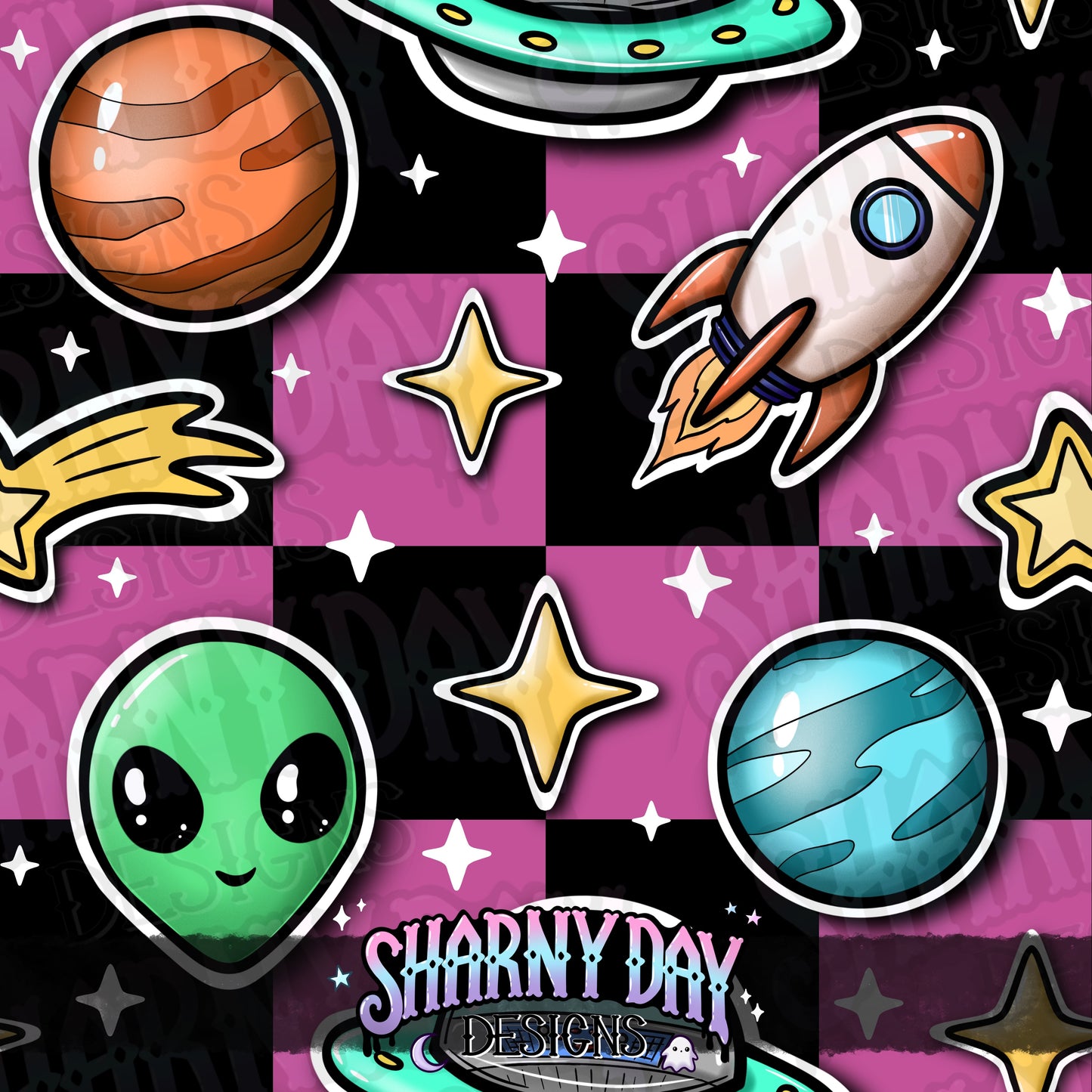 Space Stickers Exclusive Seamless Pattern Design