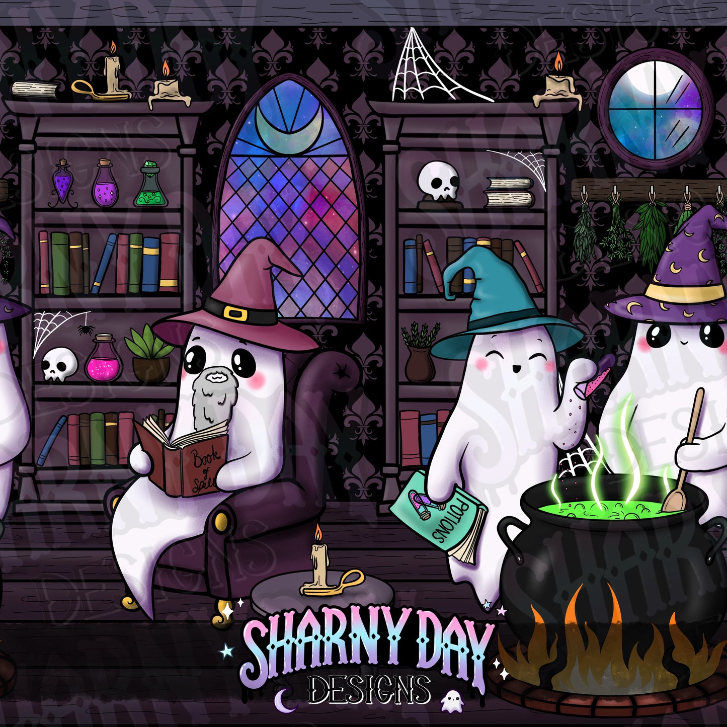 Witchy Ghosties Exclusive Seamless Pattern Design