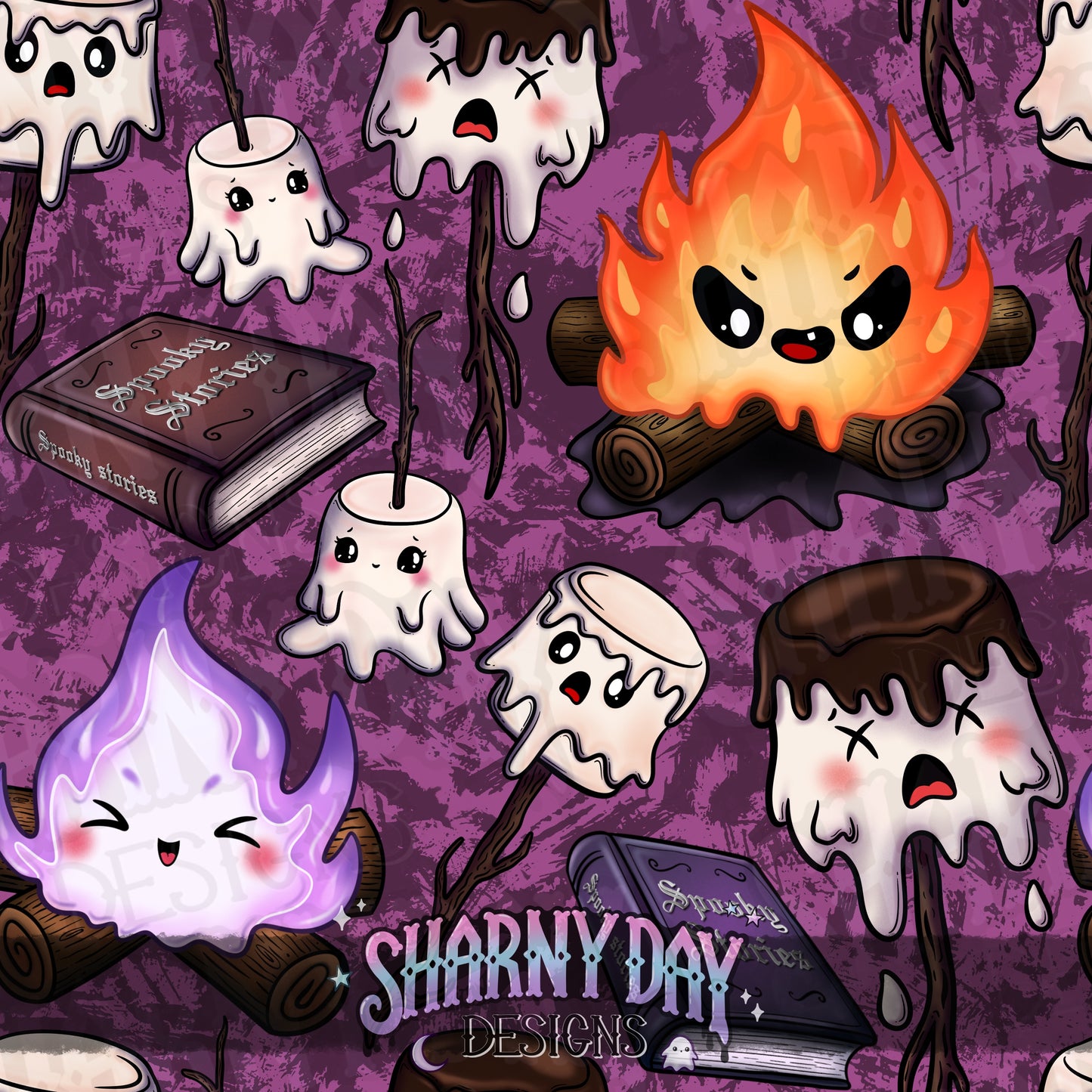 Creepy Campfire Exclusive Seamless Pattern Design