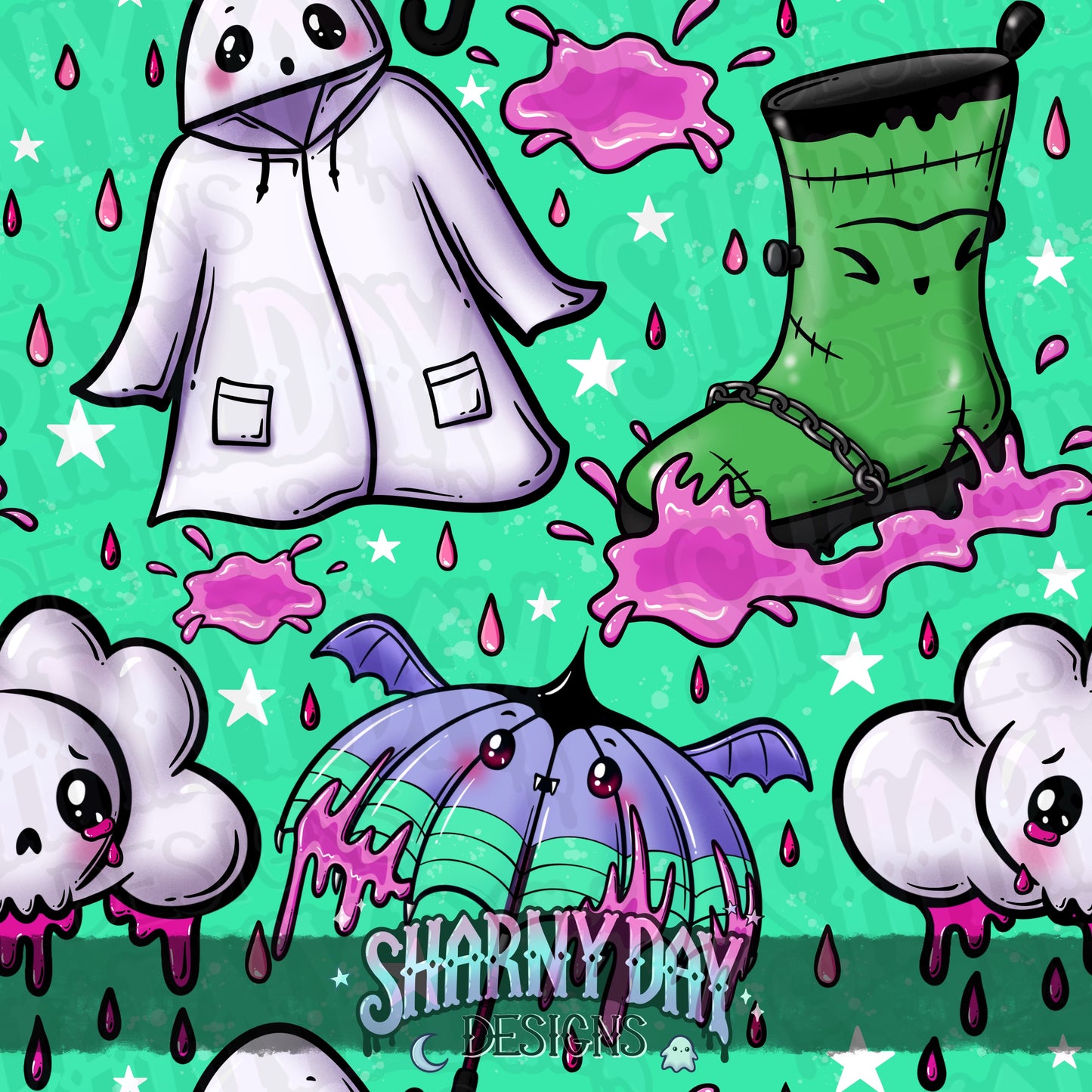 Spooky Rainy Dayz Exclusive Seamless Pattern Design