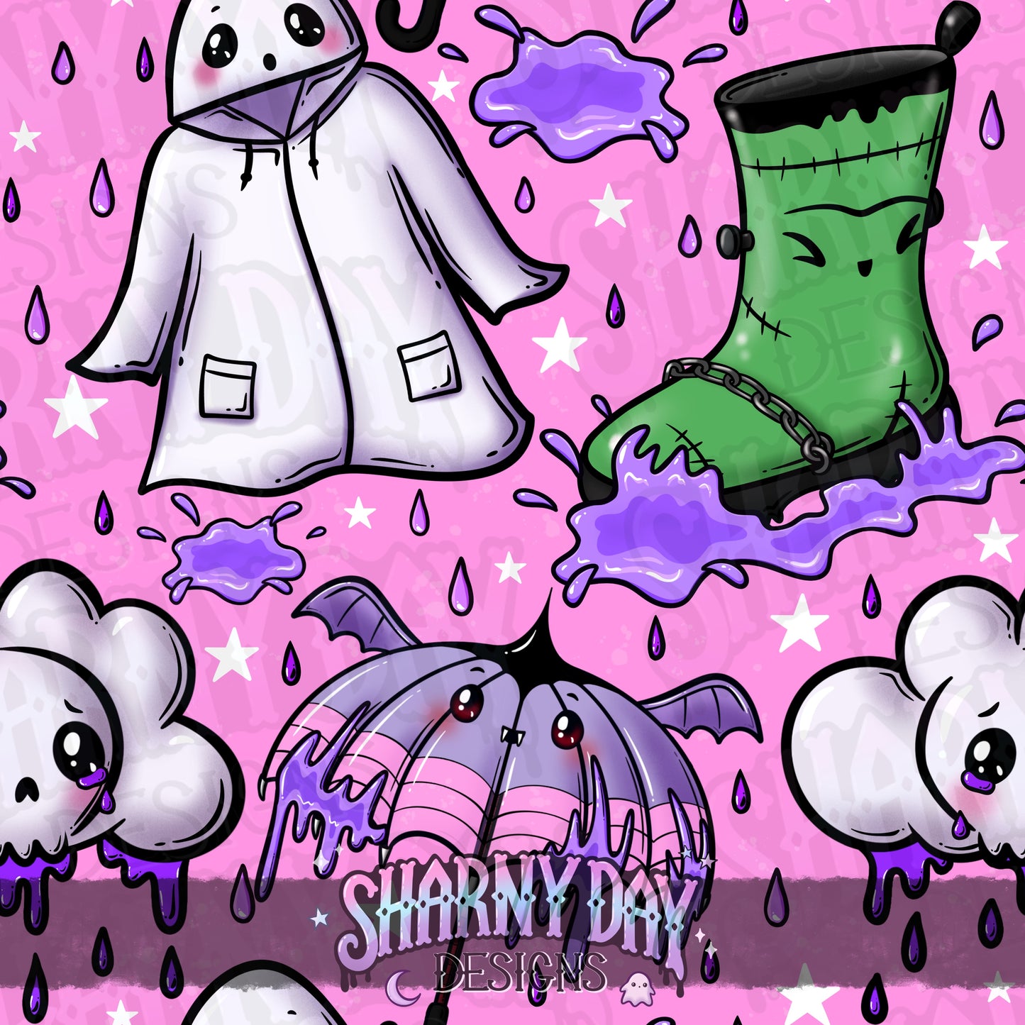 Spooky Rainy Dayz Exclusive Seamless Pattern Design