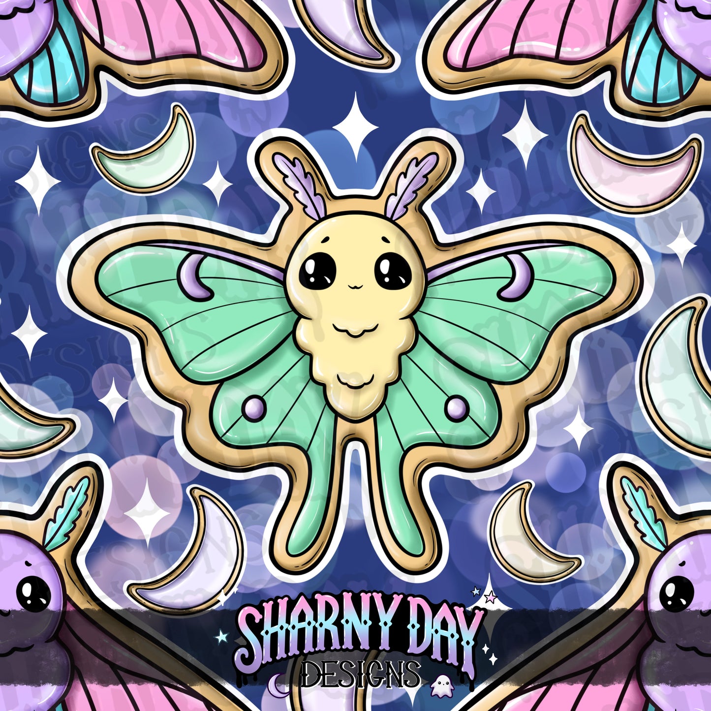 HEXTOBER - Moth Cookies Exclusive Seamless Pattern Design