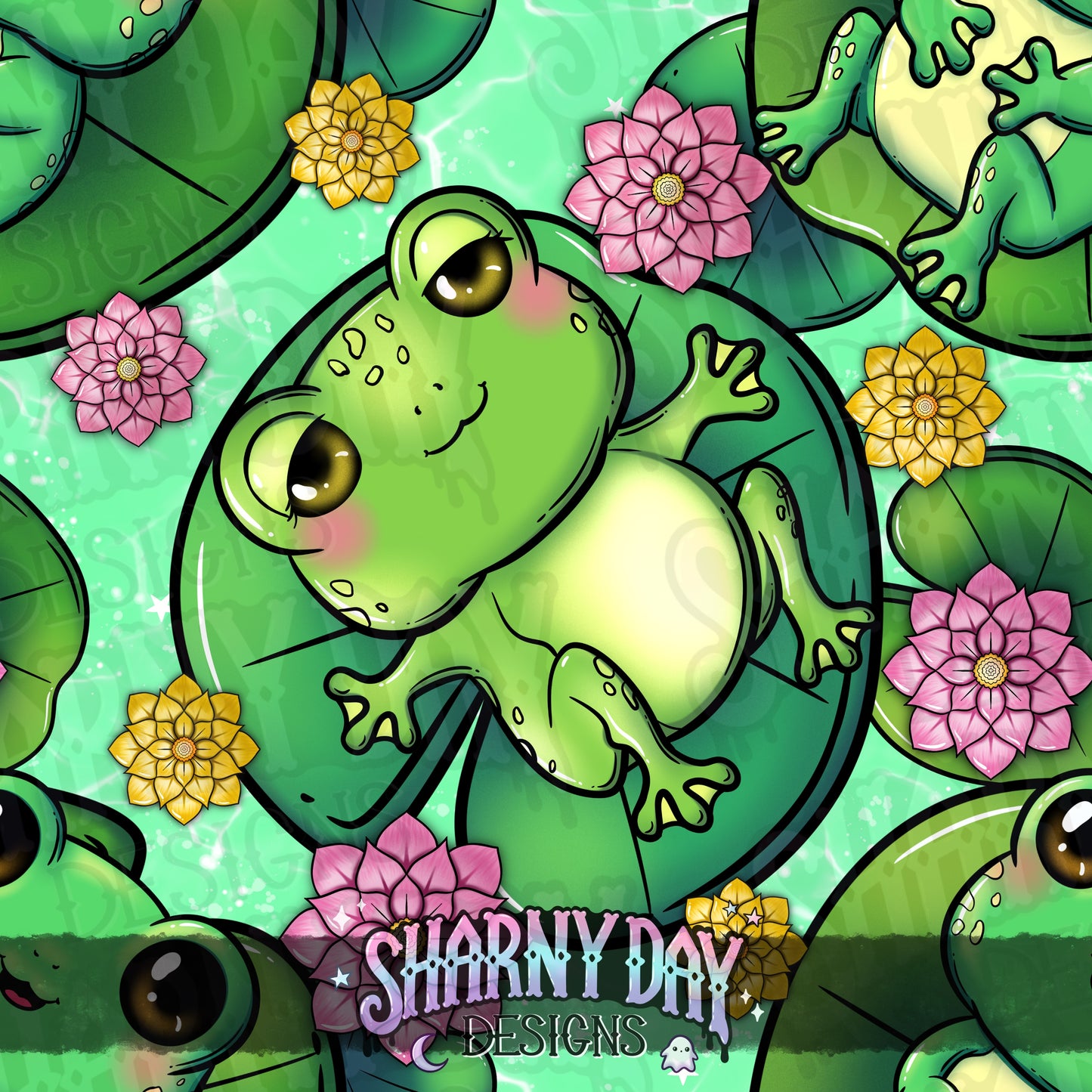 Summer Froggies Exclusive Seamless Pattern Design