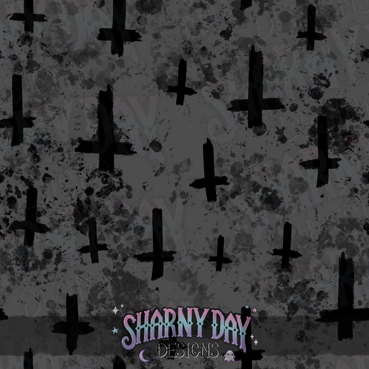 Mono Grunge Crosses non-exclusive Seamless Pattern Design