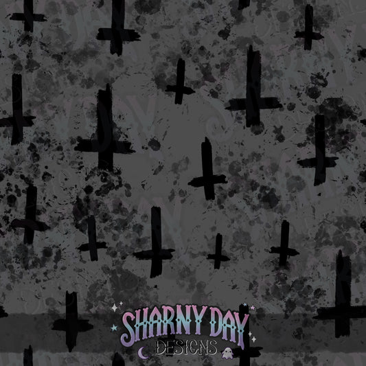 Mono Grunge Crosses non-exclusive Seamless Pattern Design