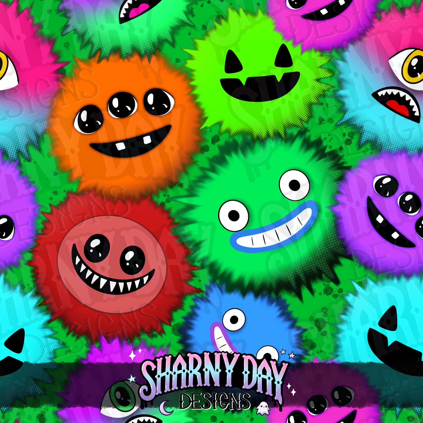 Fluffy Monsters Exclusive Seamless Pattern Design