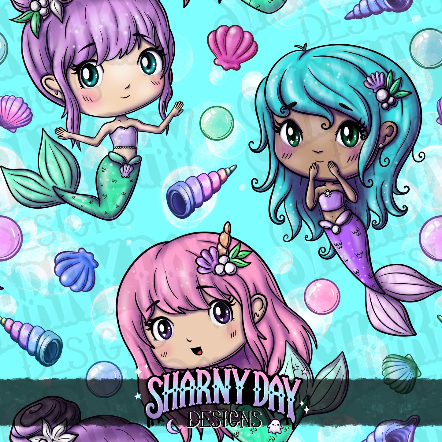 Kawaii Mermaid Friends - Exclusive Seamless Pattern Design