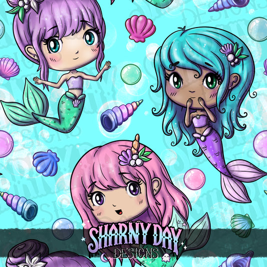 Kawaii Mermaid Friends - Exclusive Seamless Pattern Design
