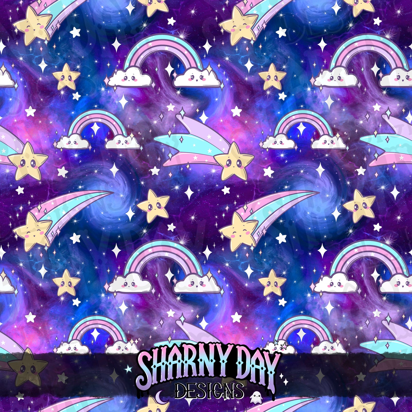 Rainbows & Shooting Stars - Exclusive Seamless Pattern Design