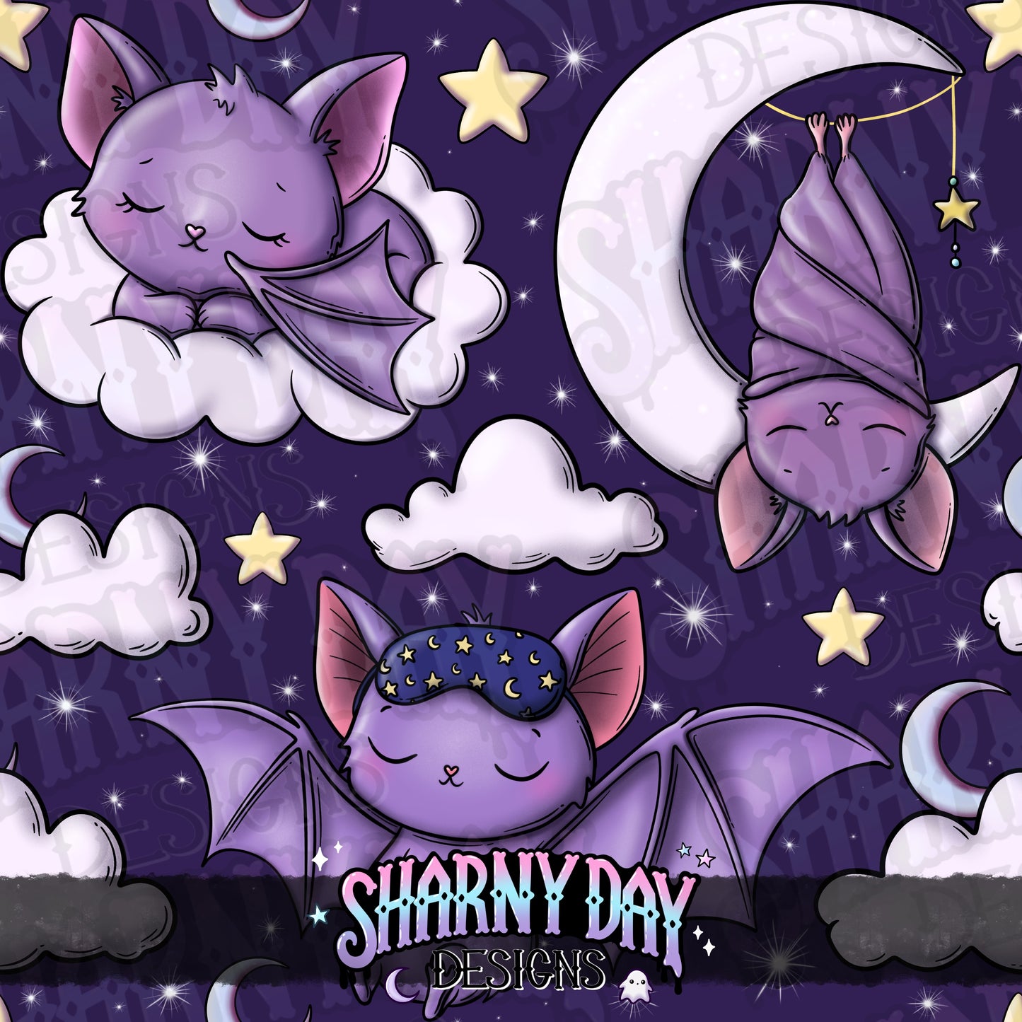 Dreamy Bats Exclusive Seamless Pattern Design