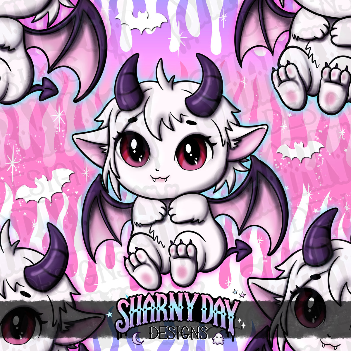 MOXTOBER - Kawaii Demon (Cursed) - Exclusive Seamless Pattern Design
