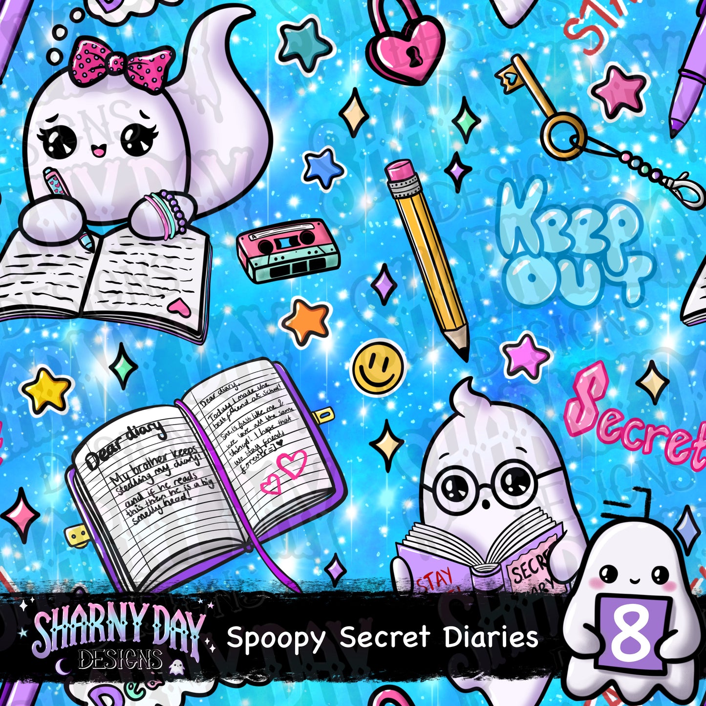 Spoopy Secret Diaries Exclusive Seamless Pattern Design