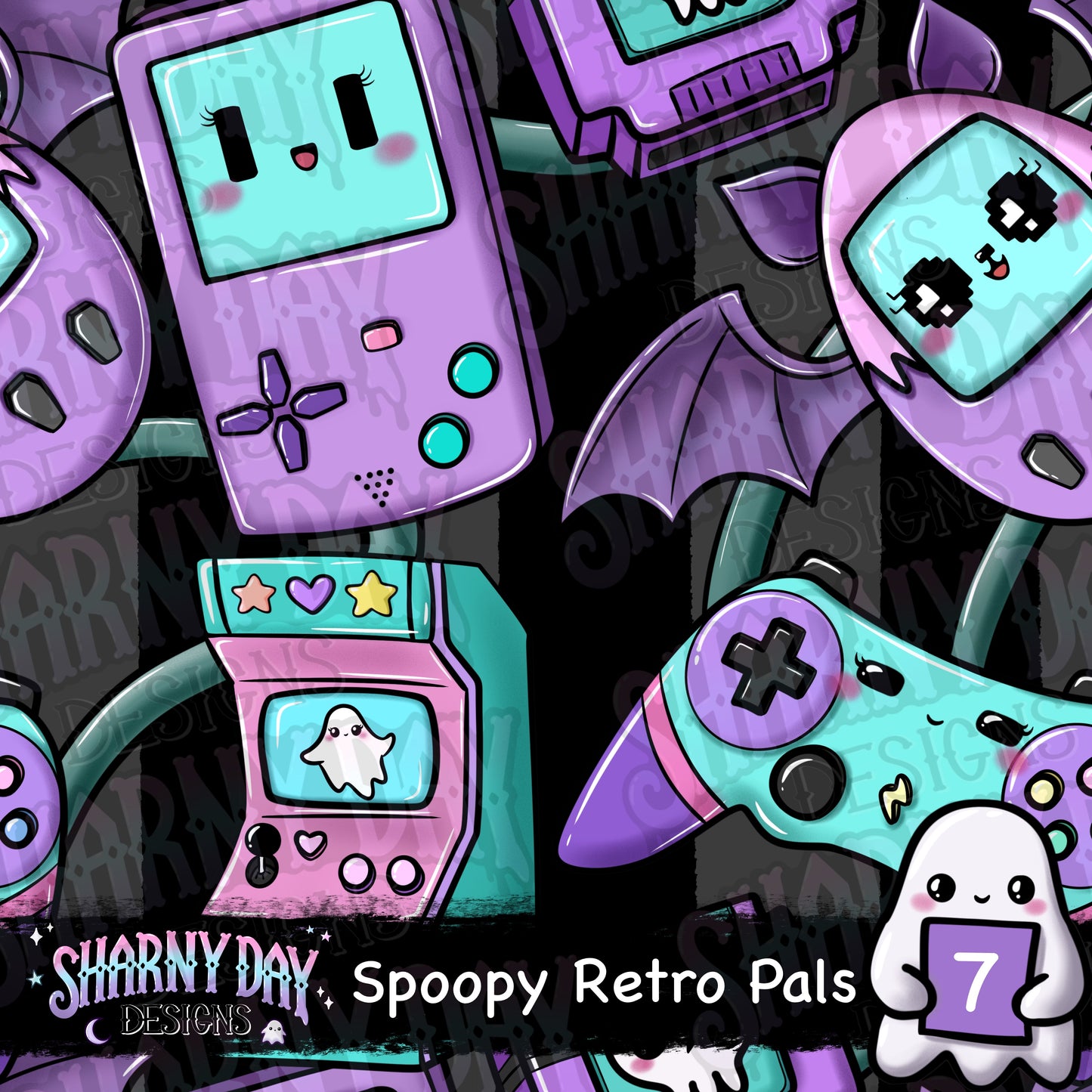 Spoopy Retro Pals Exclusive Seamless Pattern