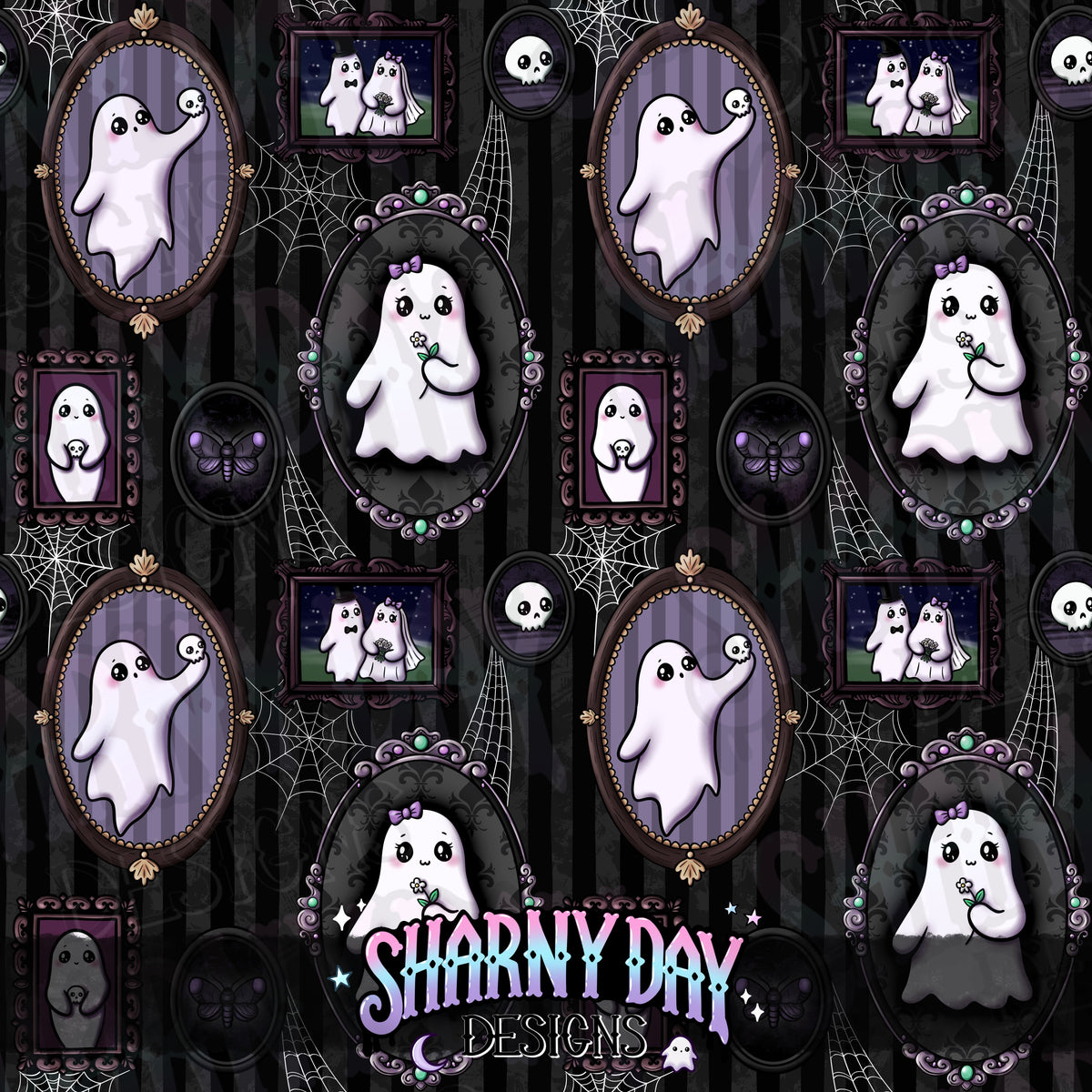 HEXTOBER - Ghostie Wall Hangings (portrait) - Exclusive Seamless Pattern Design