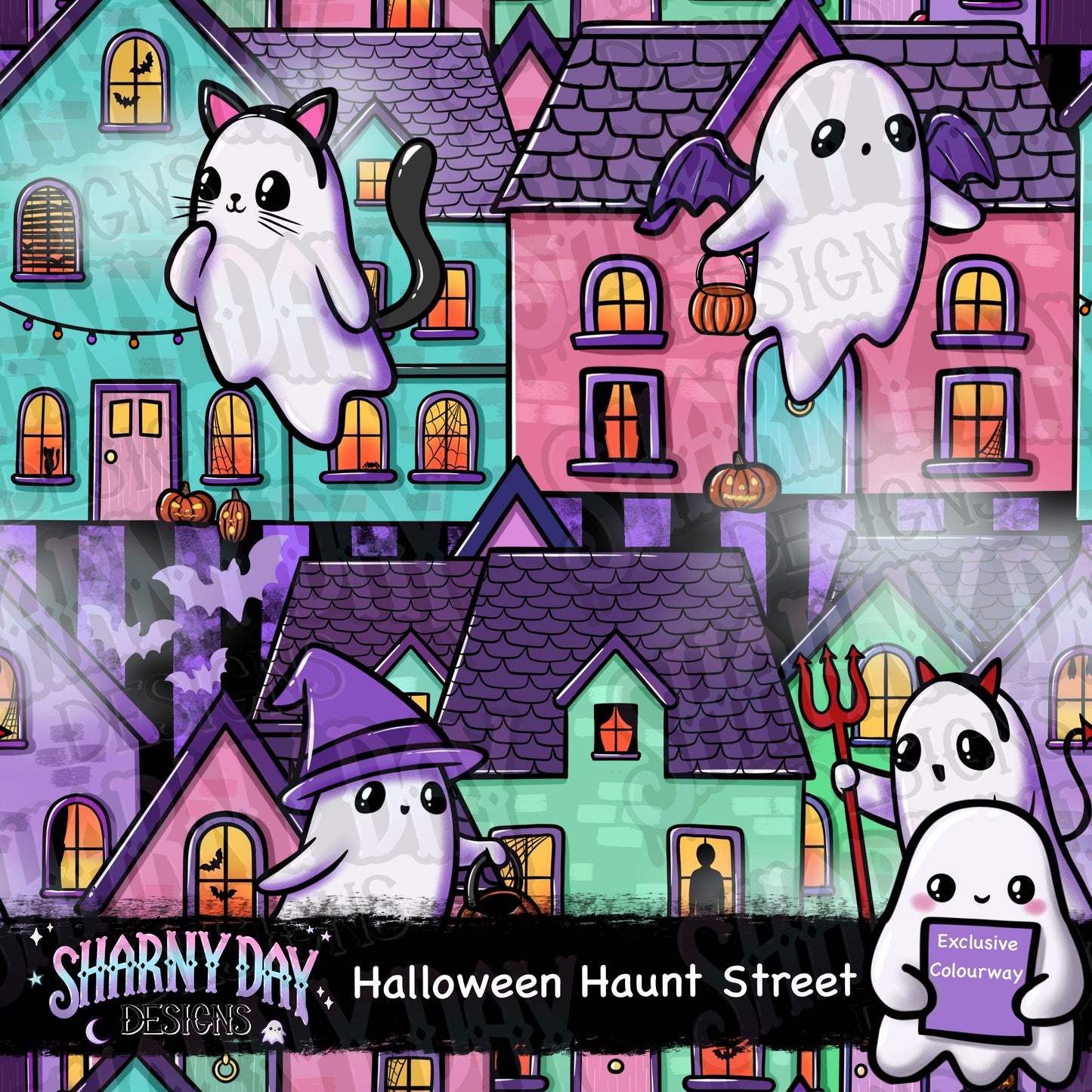 Halloween Haunt Street Exclusive Seamless Pattern Design