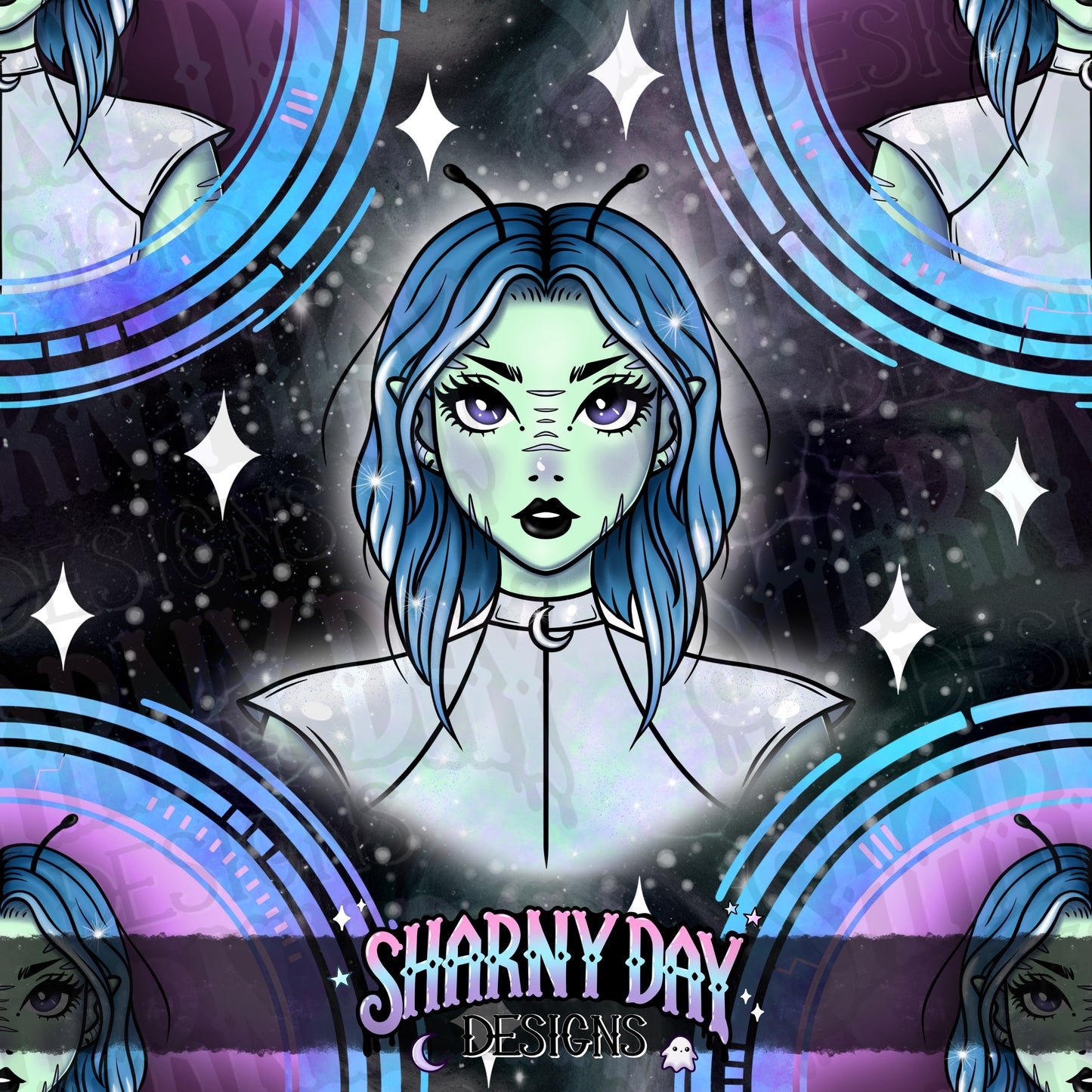 HEXTOBER - Galaxy Girl Limited Seamless Pattern