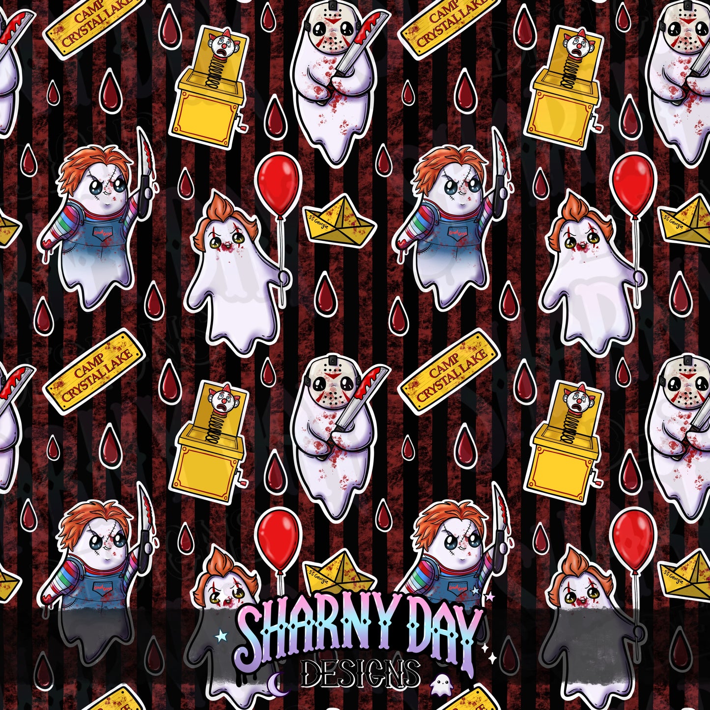 HEXTOBER - Horror Ghosties Exclusive Seamless Pattern Design