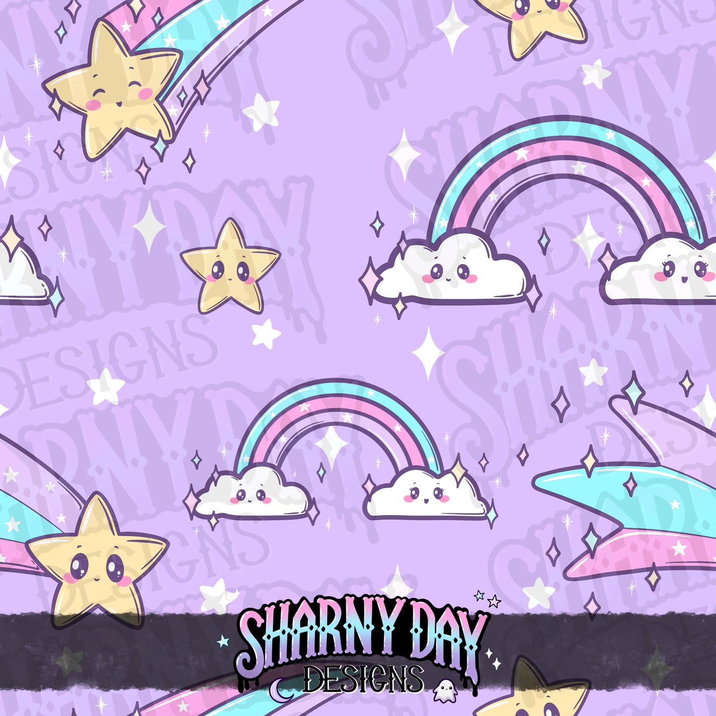 Rainbows & Shooting Stars - Exclusive Seamless Pattern Design