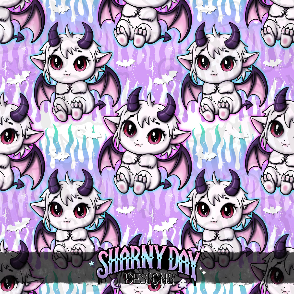 MOXTOBER - Kawaii Demon (Cursed) - Exclusive Seamless Pattern Design