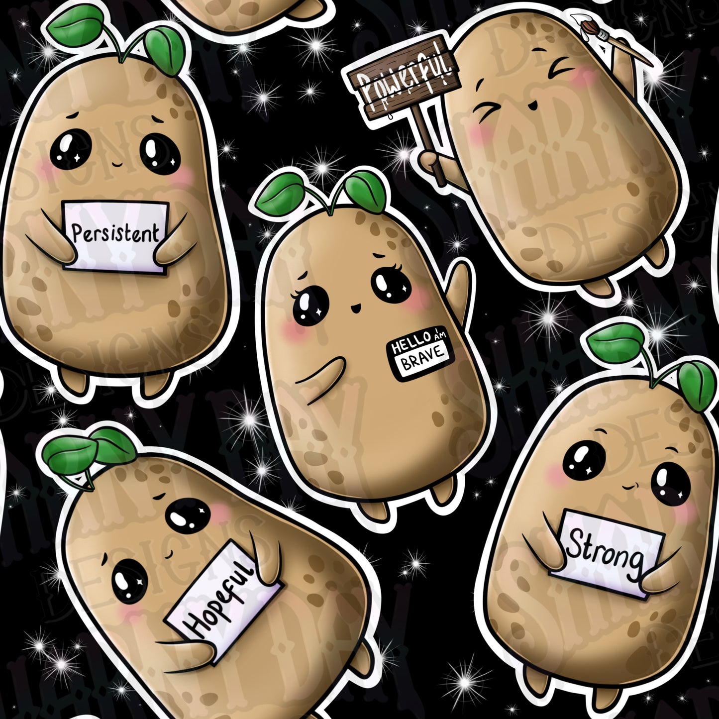 Posi-potato Exclusive Seamless Pattern Design - 2 Wording Variations Per Purchase!