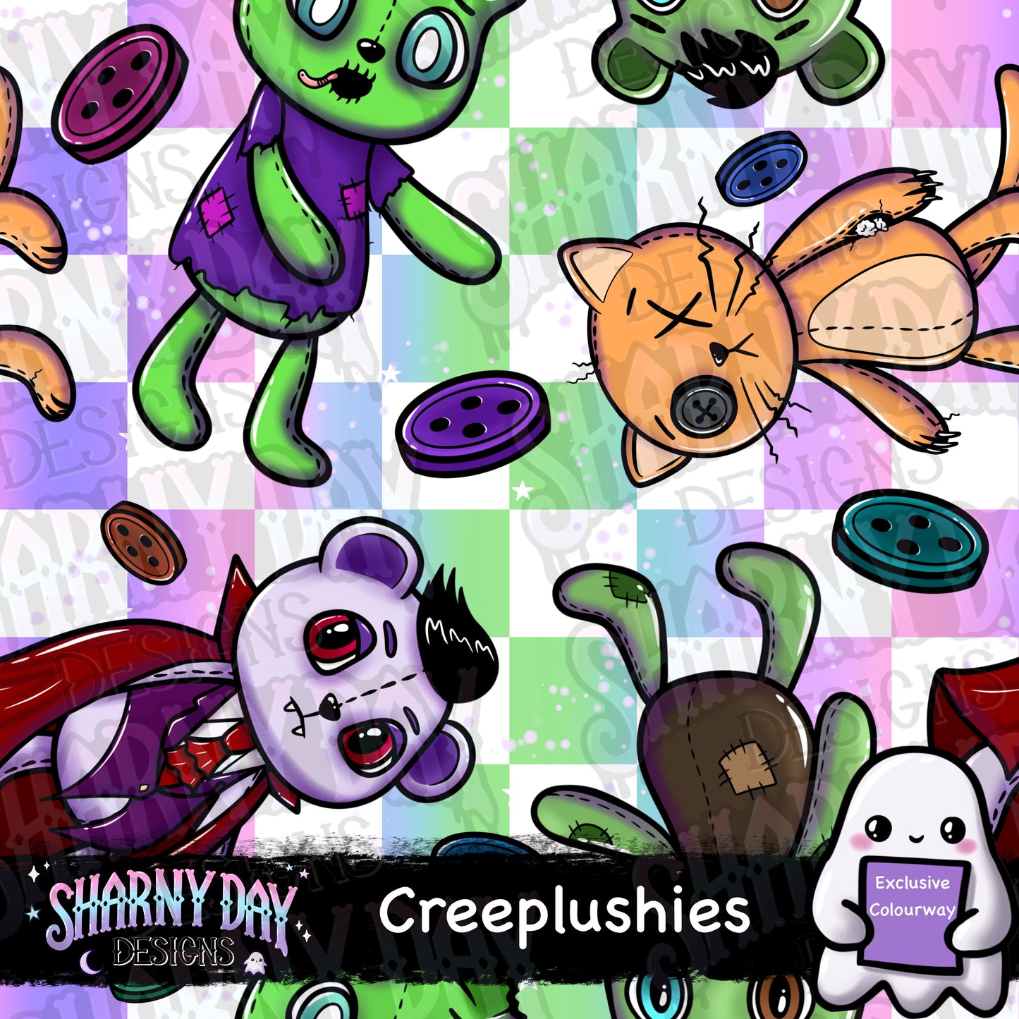 Creeplushies Exclusive Seamless Pattern Design