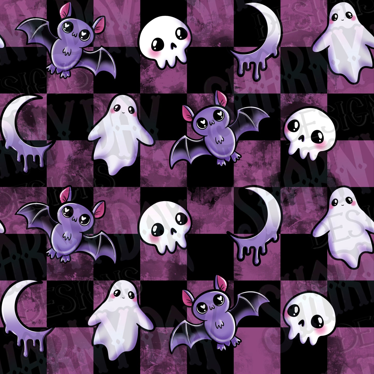 Spoopy Kawaii Motifs Non-exclusive Seamless Patterns - Bundle of 10 Coords