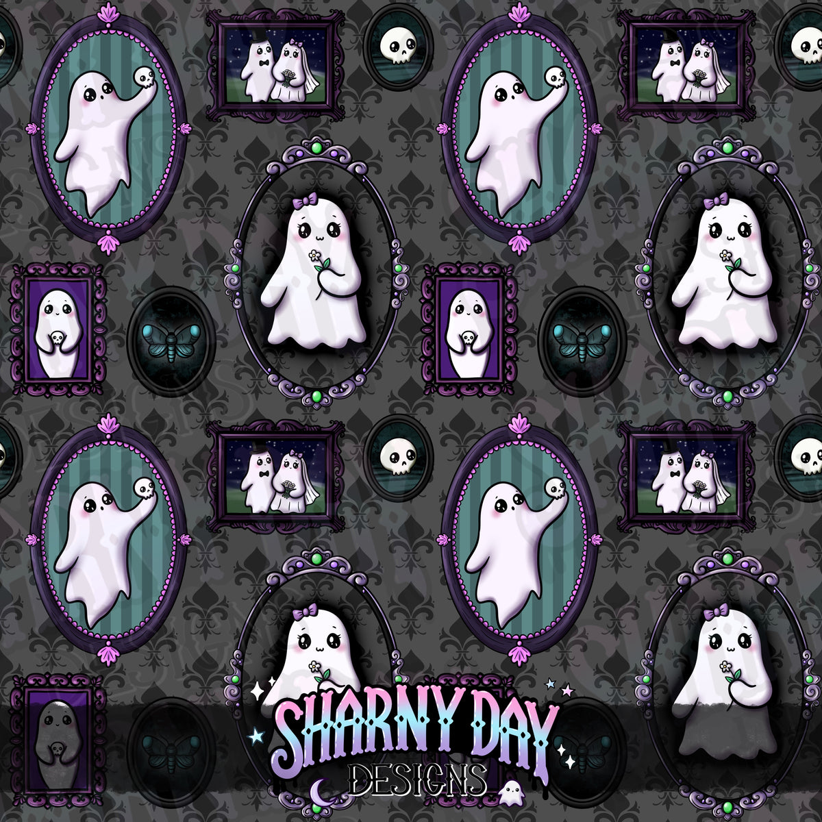 HEXTOBER - Ghostie Wall Hangings (portrait) - Exclusive Seamless Pattern Design