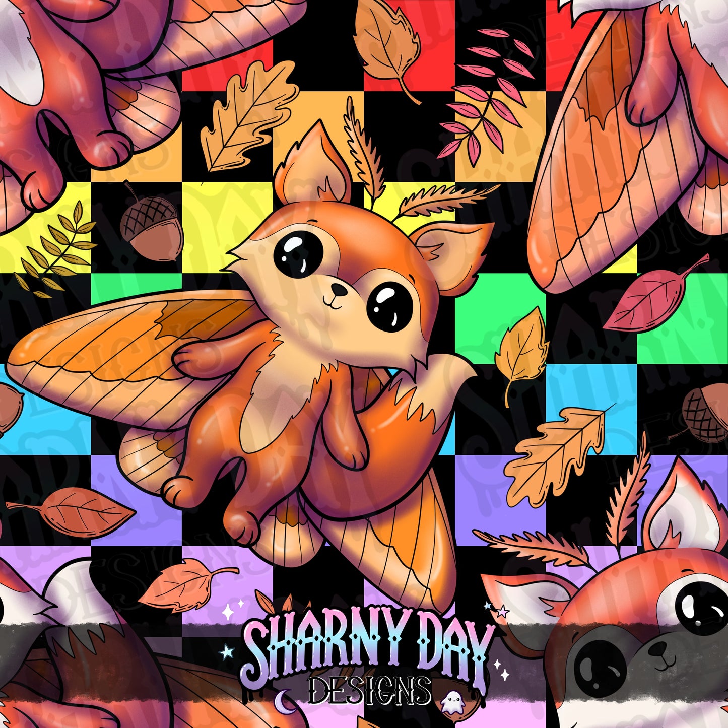 Kawaii Fox Moth Exclusive Seamless Pattern Design
