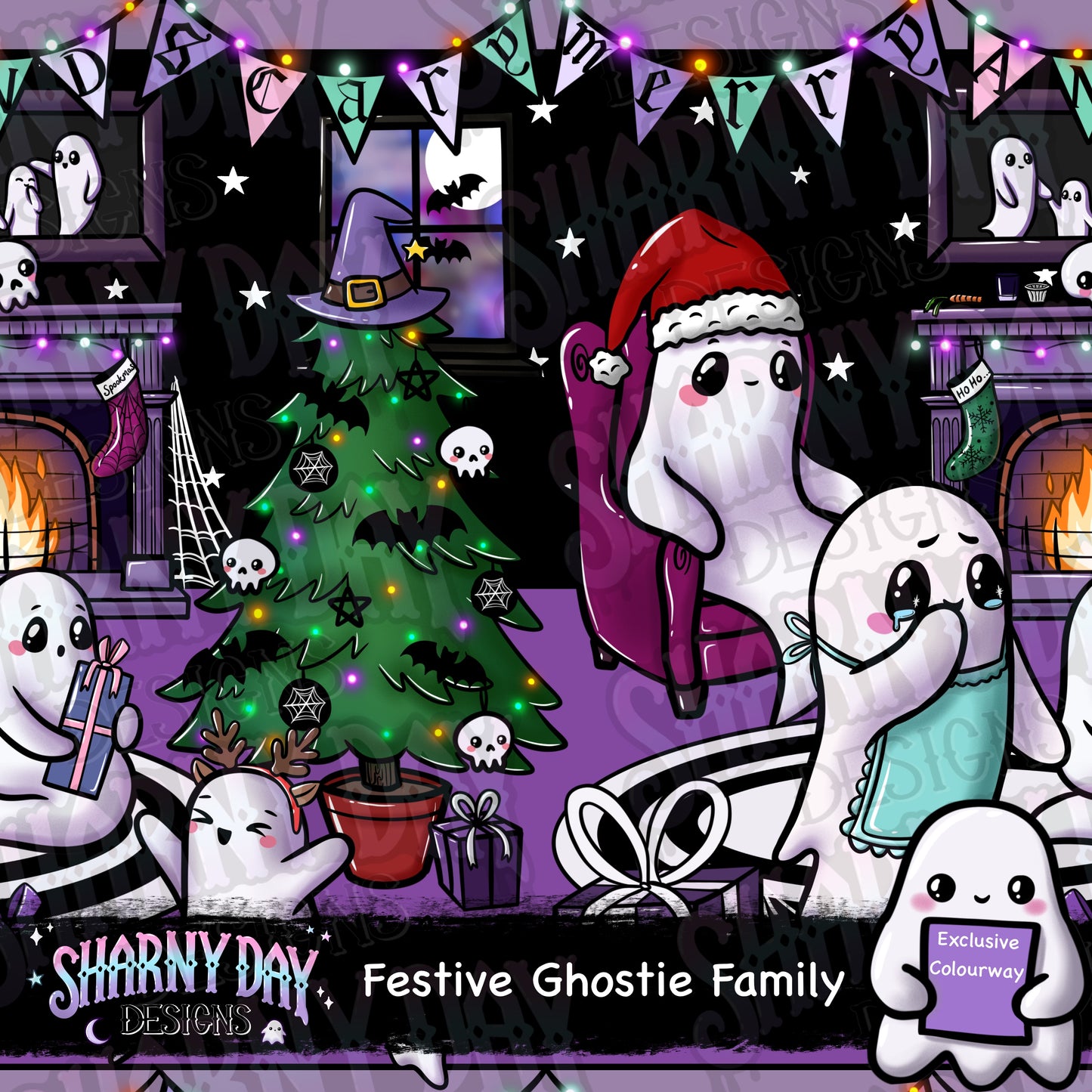 Festive Ghostie Family Exclusive Seamless Pattern Design