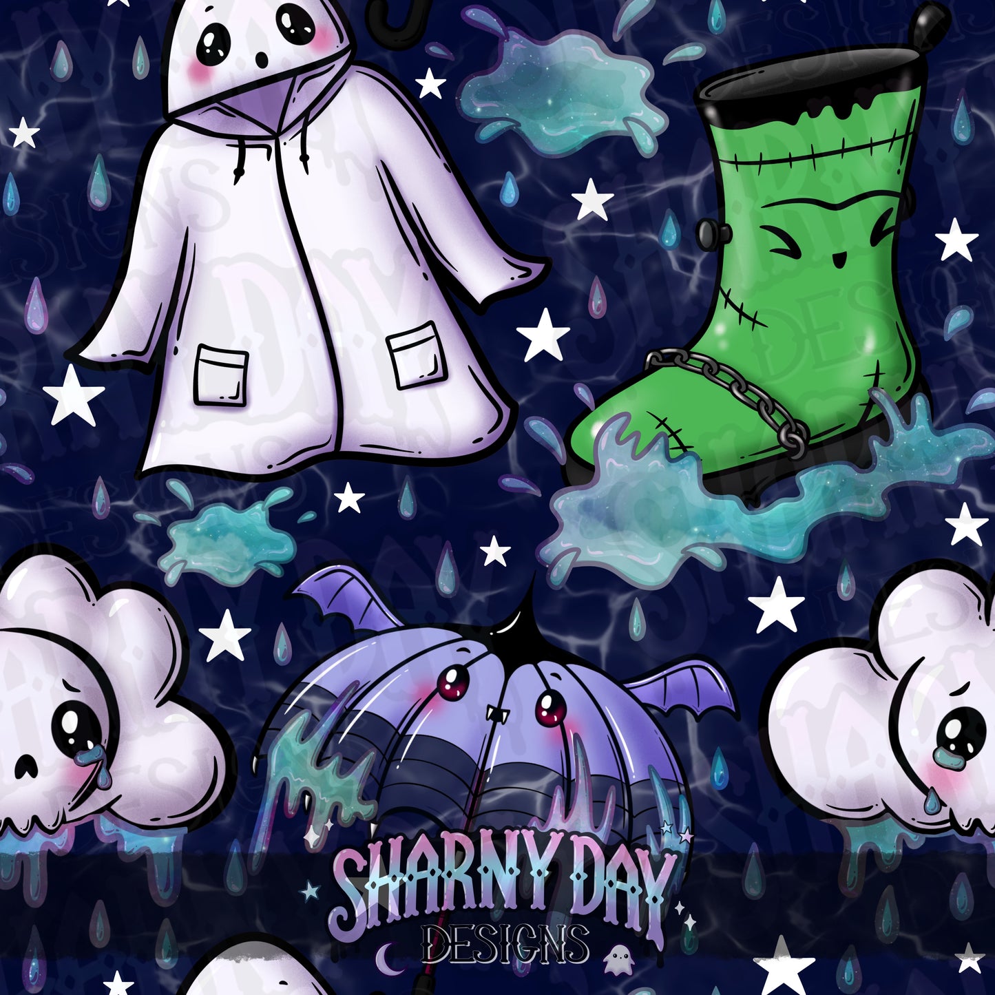 Spooky Rainy Dayz Exclusive Seamless Pattern Design