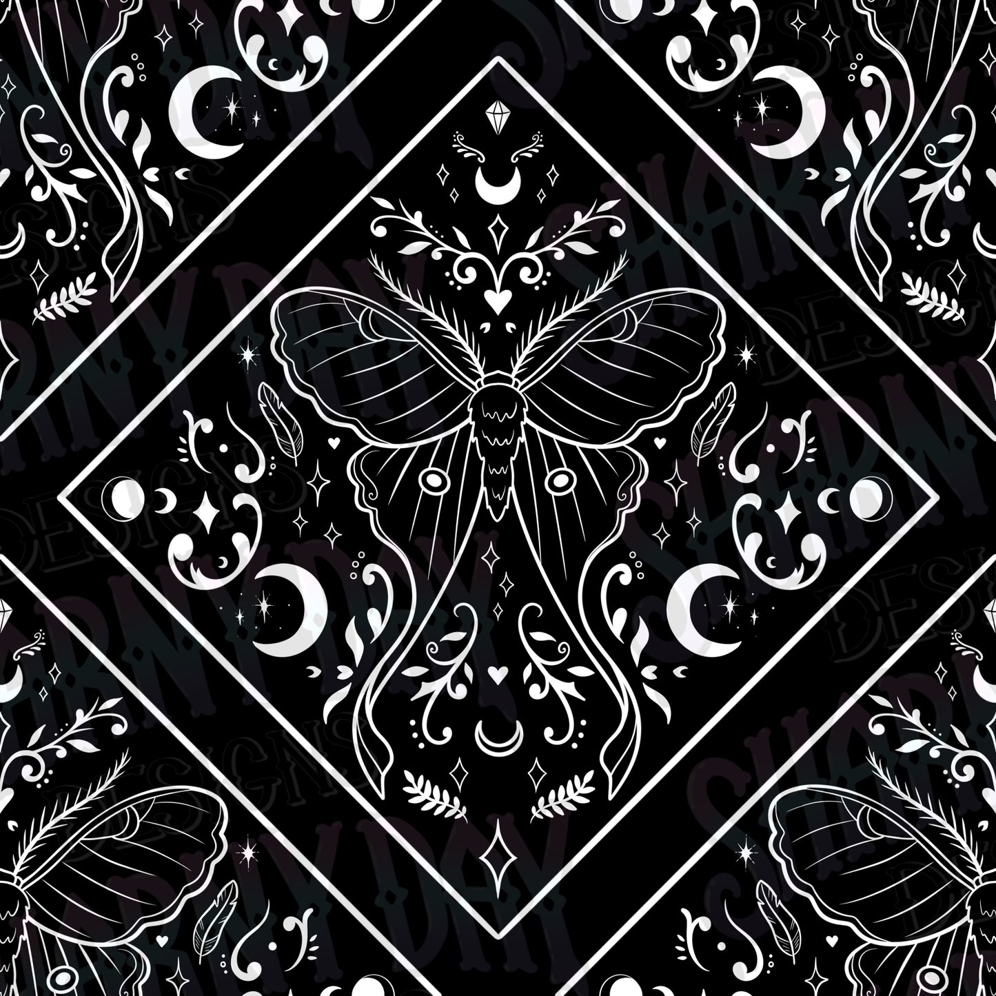 Luna Moth Lines Exclusive Seamless Pattern Design