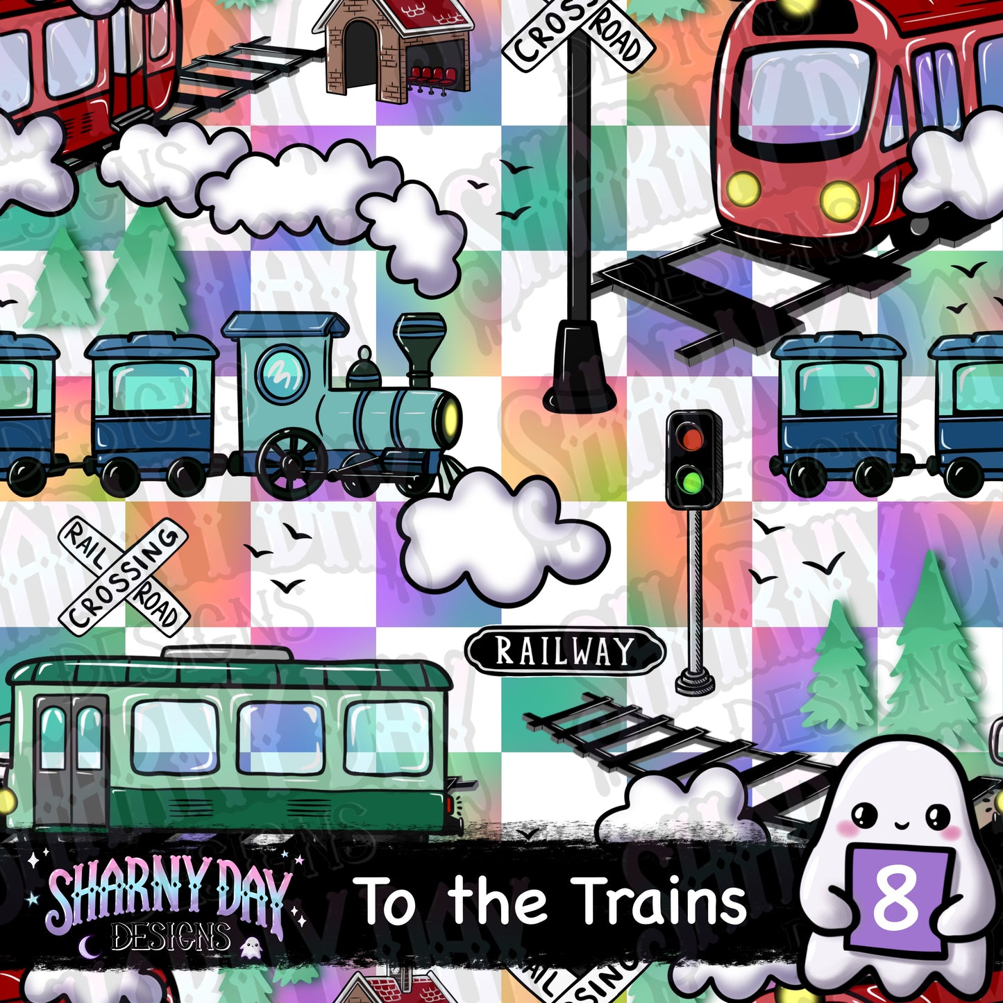 To the Trains Exclusive Seamless Pattern