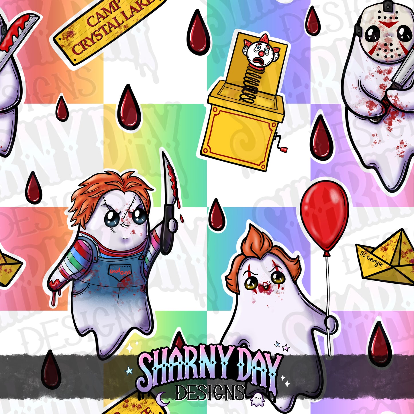 HEXTOBER - Horror Ghosties Exclusive Seamless Pattern Design