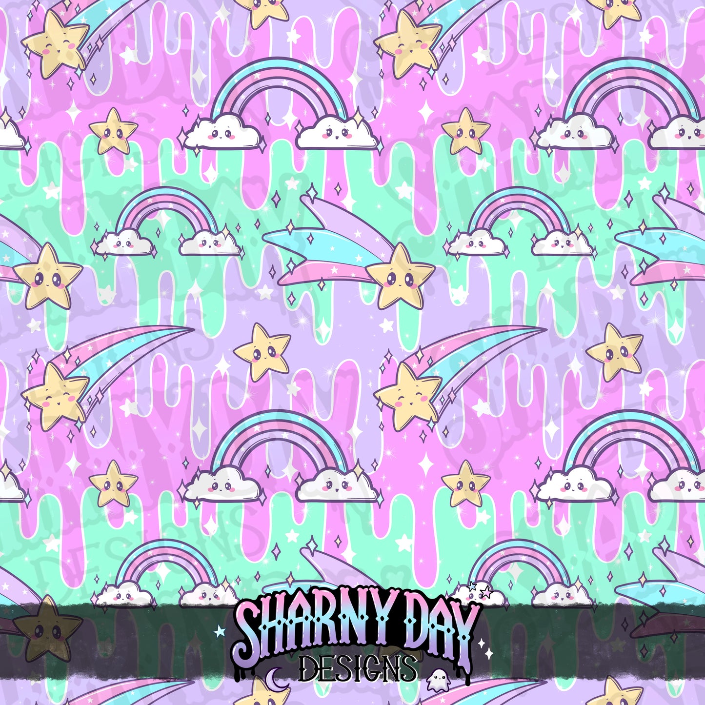 Rainbows & Shooting Stars - Exclusive Seamless Pattern Design